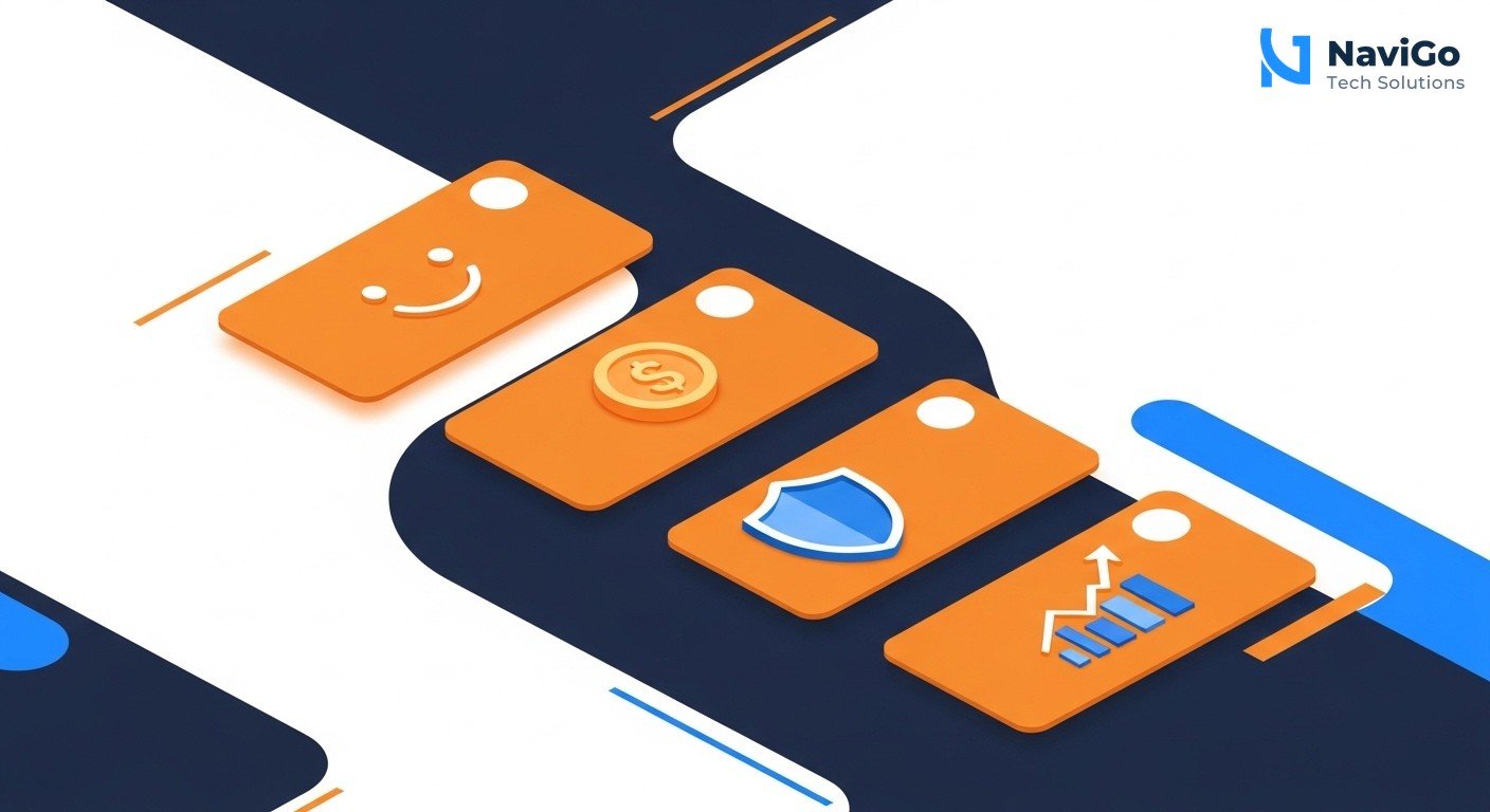 list-based infographic of why this matters, numbered colored icons, clean white background, premium colours. Icons represent customer experience, cost savings, compliance, and sales follow-ups. Each numbered card has a short label and a one-line explanation.