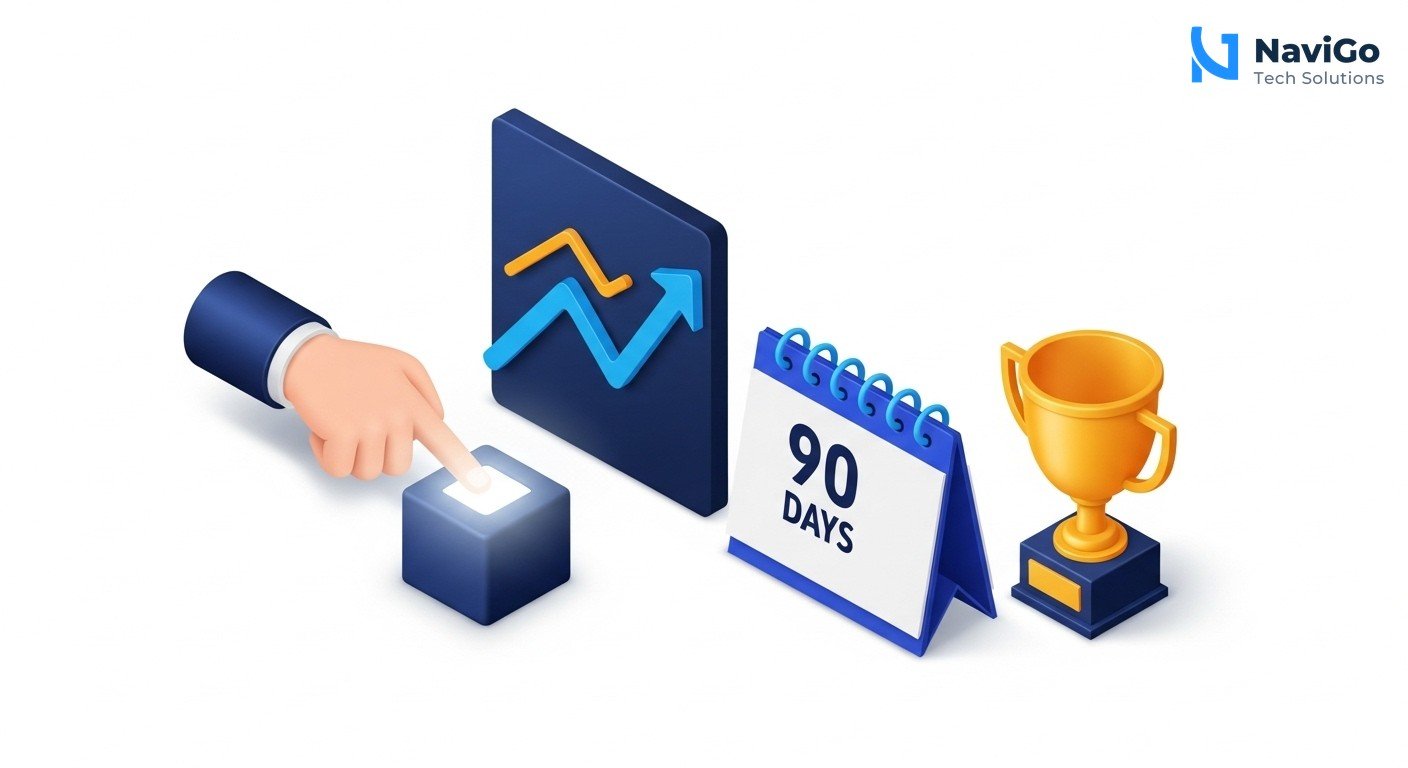 list-based infographic of why this matters, numbered colored icons, clean white background, premium colours. Shows four boxes: Direct Answer Match (41%), Structured Data (2.3x more likely), Recency (90 days), Brand Authority. Each box has a simple icon and a short label. Professional and clean design.