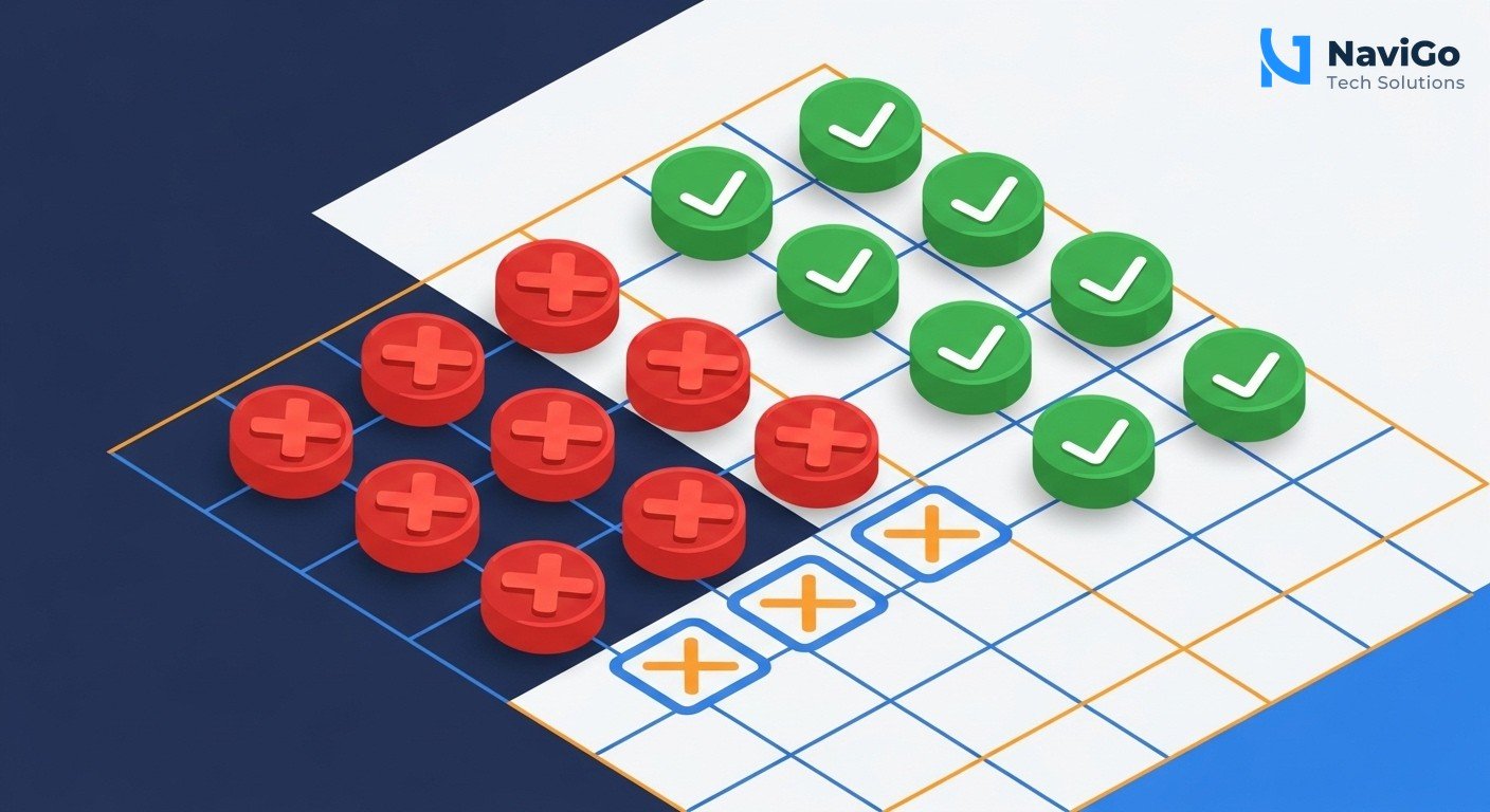 2-column comparison grid, Mistakes (red X) vs Best Practices (green check), clean white background. Left column lists: Thin AI content, No schema, No freshness, No brand signals. Right column lists: Original expertise, Schema markup, 90-day updates, Active brand profiles. Each row has a simple icon. Professional and easy to read.