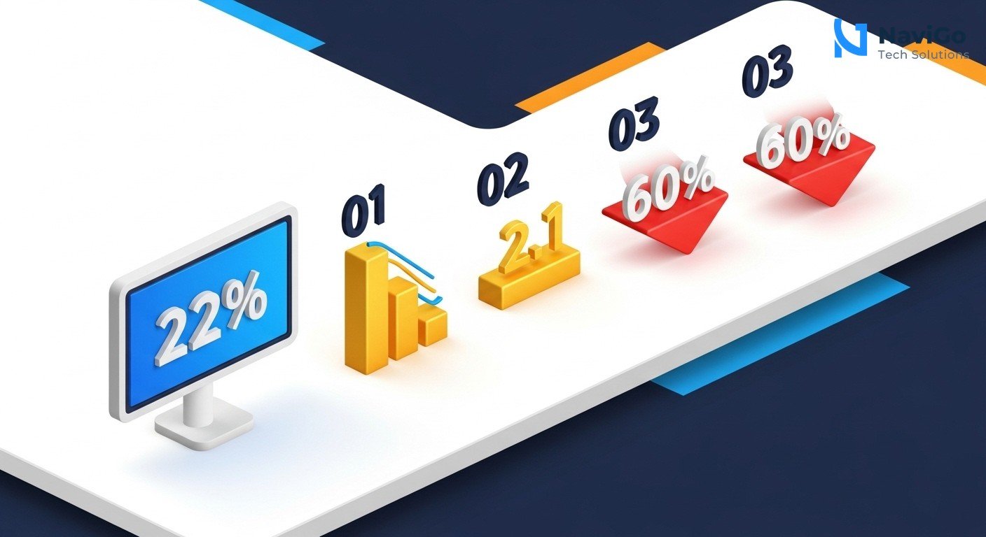 list-based infographic of why this matters, numbered colored icons, clean white background, premium colours showing: 1. AI Overviews on 22% of queries 2. Position One CTR drops to 2.1% 3. Discover traffic drops 40-60% 4. Schema fixes remove 60% of citation gating 5. AEO delivers 35% CTR uplift