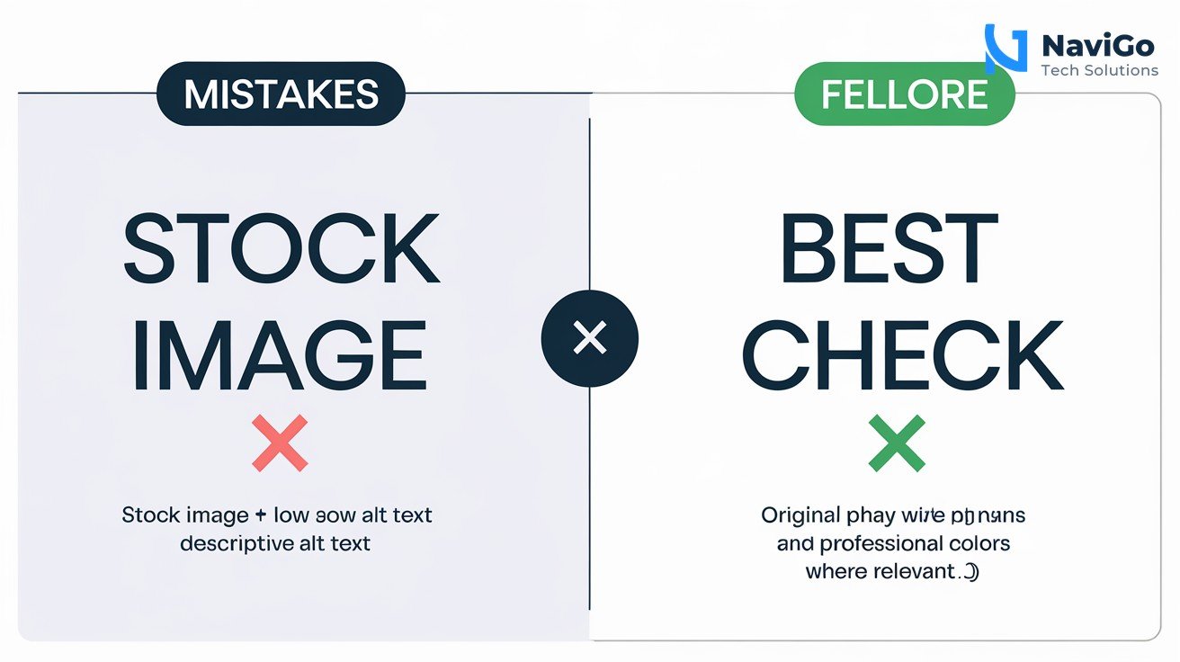 2-column comparison grid, Mistakes (red X) vs Best Practices (green check), examples like