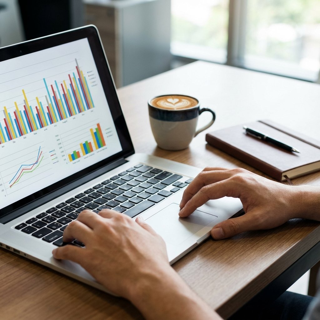 Digital marketing analytics dashboard on laptop